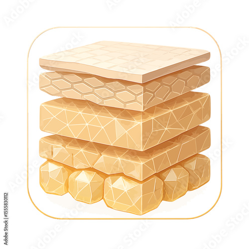 Dermatology: Geometric skin layer diagram with glowing cell renewal