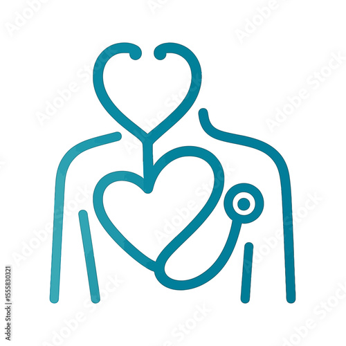 Outpatient Clinic: Abstract stethoscope with human torso contour