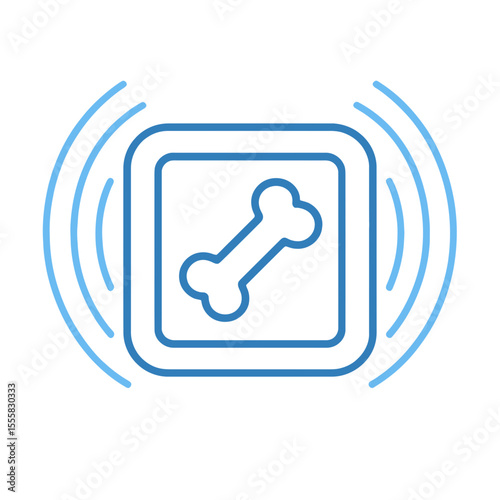 Radiology - X-ray silhouette with concentric radiation waves
