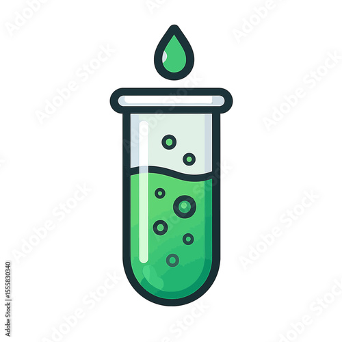 Laboratory - est tube with bubbling liquid and droplet