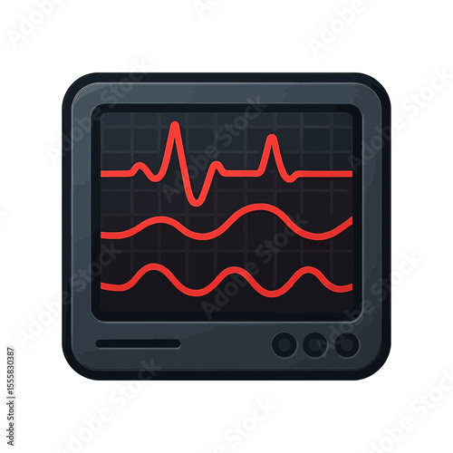 ICU - Heart monitor with vital sign waveforms