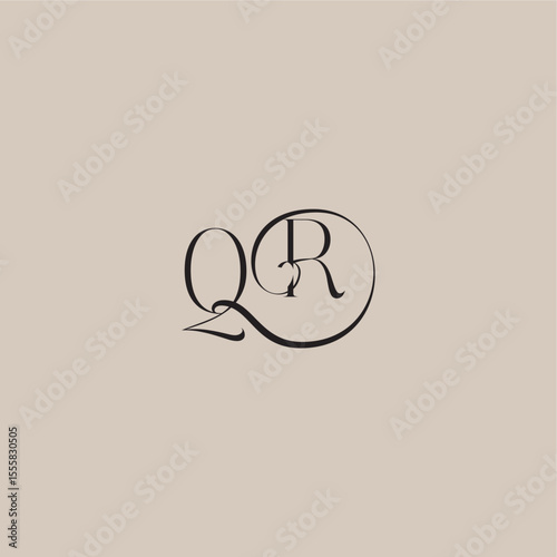monogram wedding logo elegant and luxury style QR dinamyc curvy initial concept letter