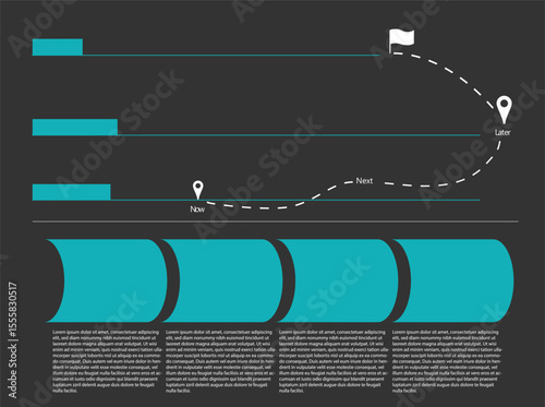 A flow direction business infographic is a visual tool that presents the steps of a business process in a sequential and easily understandable manner. By using arrows, icons, and appealing colors, 