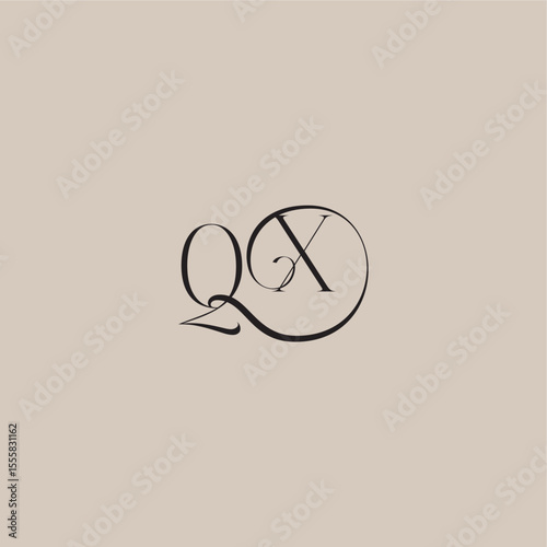 monogram wedding logo elegant and luxury style QX dinamyc curvy initial concept letter