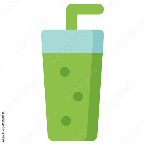 Green Smoothie Drink Icon with Straw