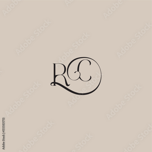 monogram wedding logo elegant and luxury style RC dinamyc curvy initial concept letter