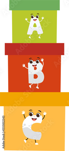 cartoon illustration of aphabet box
