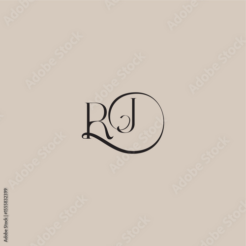 monogram wedding logo elegant and luxury style RJ dinamyc curvy initial concept letter