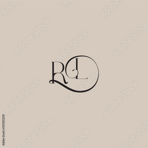 monogram wedding logo elegant and luxury style RL dinamyc curvy initial concept letter