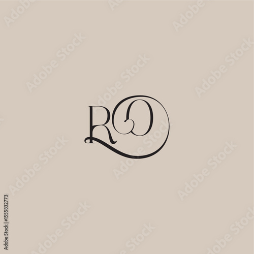 monogram wedding logo elegant and luxury style RO dinamyc curvy initial concept letter