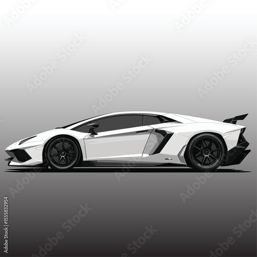 white iconic luxury sports cars side view vector art illustration.eps