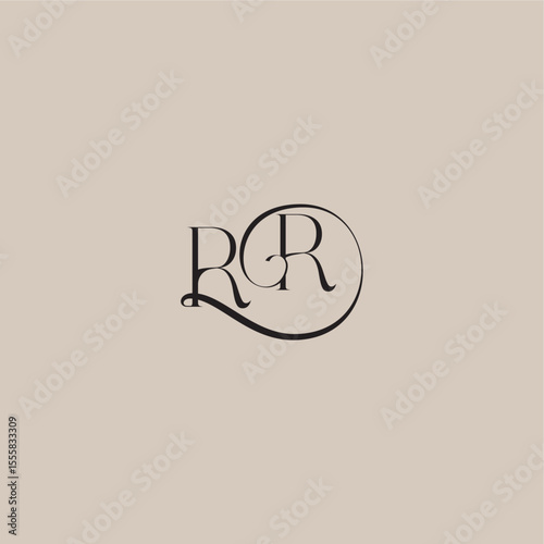 monogram wedding logo elegant and luxury style RR dinamyc curvy initial concept letter