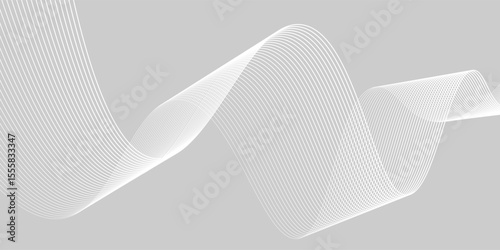White Futuristic abstract background with minimalist line waves