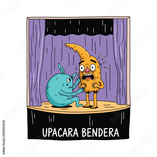 Cartoon Monsters on Stage for Flag Ceremony.
