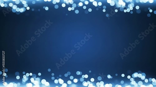 Elegant Blue Bokeh Frame: Abstract Background with Glowing Lights