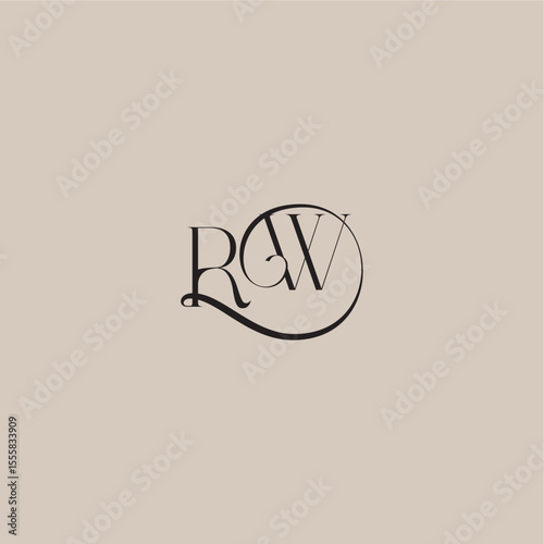 monogram wedding logo elegant and luxury style RW dinamyc curvy initial concept letter