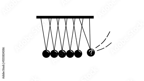 interview symbol questions as Newton's Cradle, black isolated silhouette