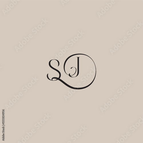 monogram wedding logo elegant and luxury style SJ dinamyc curvy initial concept letter
