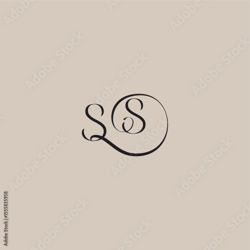 monogram wedding logo elegant and luxury style SS dinamyc curvy initial concept letter
