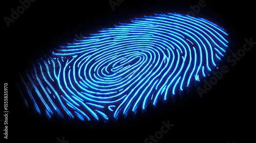 Glowing Fingerprint on Black Background