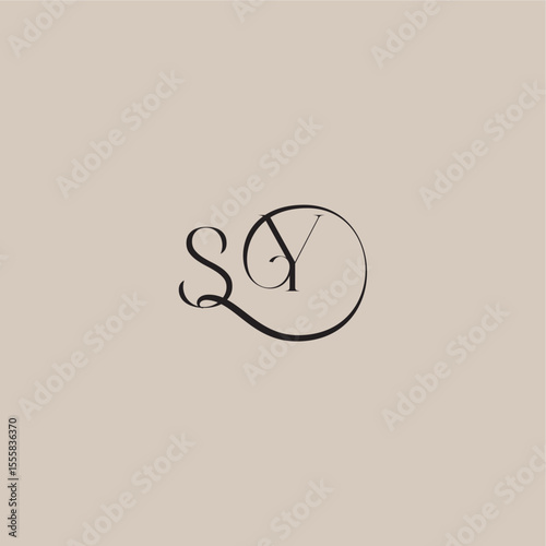 monogram wedding logo elegant and luxury style SY dinamyc curvy initial concept letter