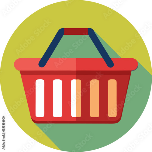 Market Basket Icon Vector. Shopping Basket Template Flat Design stock illustration