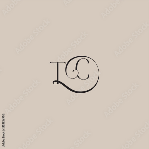 monogram wedding logo elegant and luxury style TC dinamyc curvy initial concept letter