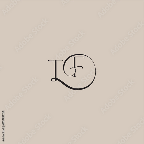 monogram wedding logo elegant and luxury style TF dinamyc curvy initial concept letter
