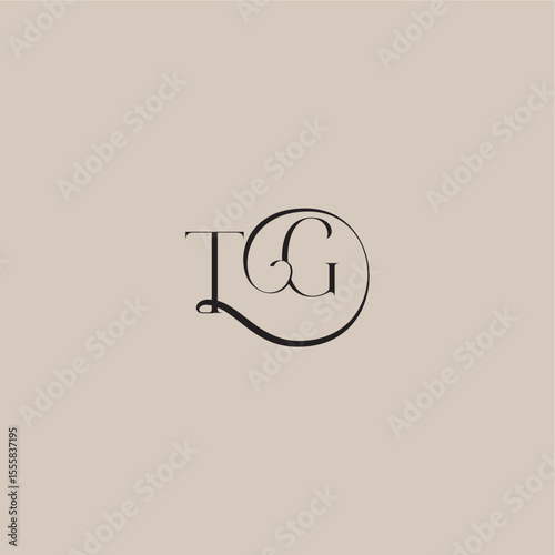 monogram wedding logo elegant and luxury style TG dinamyc curvy initial concept letter