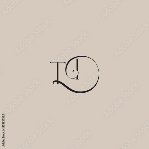 monogram wedding logo elegant and luxury style TI dinamyc curvy initial concept letter