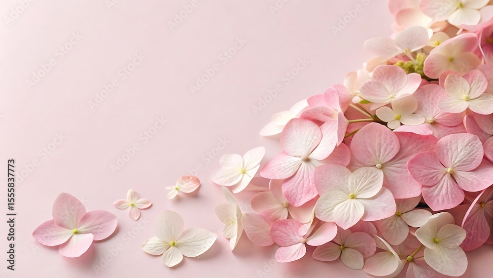 Pastel pink hydrangea-flowers arranged Pastel pink hydrangea-flowers arranged