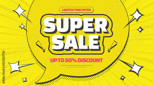 Super sale banner template with editable text
