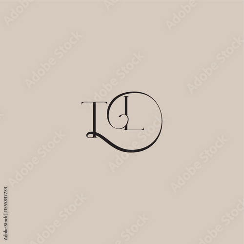 monogram wedding logo elegant and luxury style TL dinamyc curvy initial concept letter