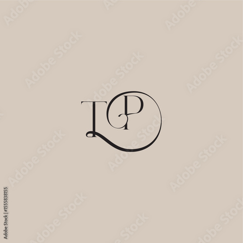 monogram wedding logo elegant and luxury style TP dinamyc curvy initial concept letter
