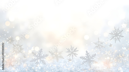 Snowflakes and Bokeh Lights isolated on a transparent background