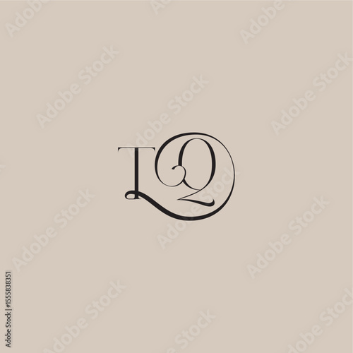 monogram wedding logo elegant and luxury style TQ dinamyc curvy initial concept letter