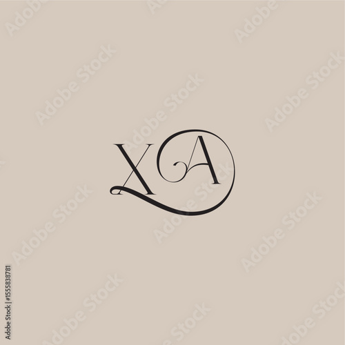 XA letter elegant and luxury style dinamyc curvy initial concept monogram wedding logo