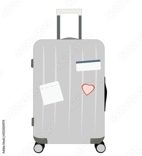 wheeled suitcase for travel. Cabin luggage. Plastic bag for flight.