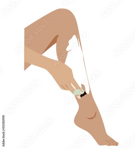 shaving leg hair.beautiful womens legs with foam girl shaving legs