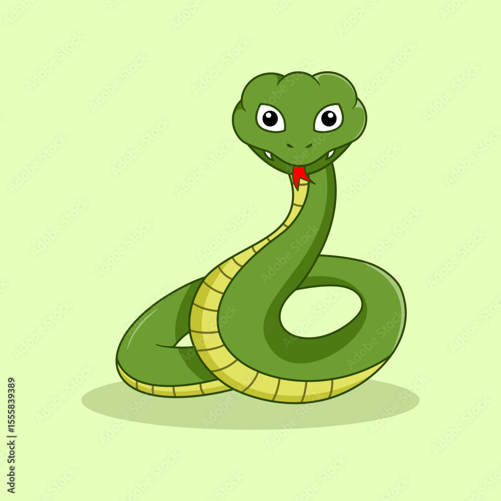 Fototapeta premium cute green cartoon snake