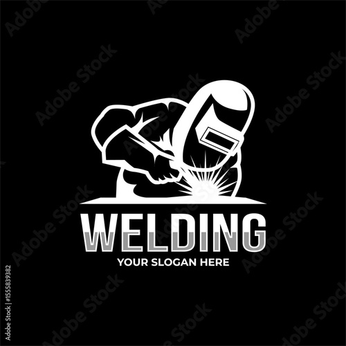 logo of a welder with sparks vector design