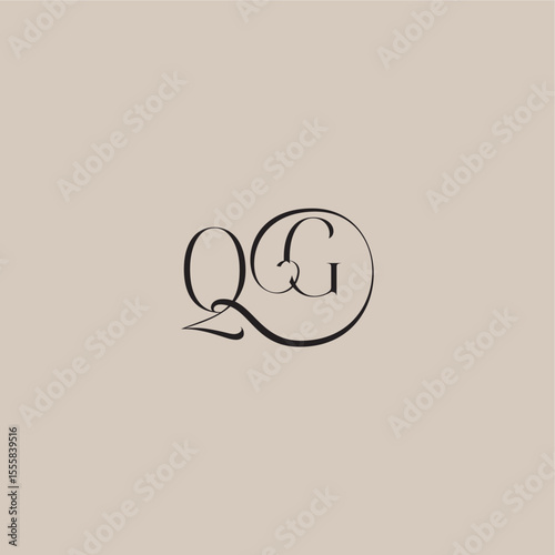 monogram wedding logo elegant and luxury style QG dinamyc curvy initial concept letter