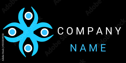 Company name logo design isolated on black backgrounds 
