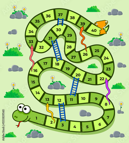 snake board game path with numbered illustration