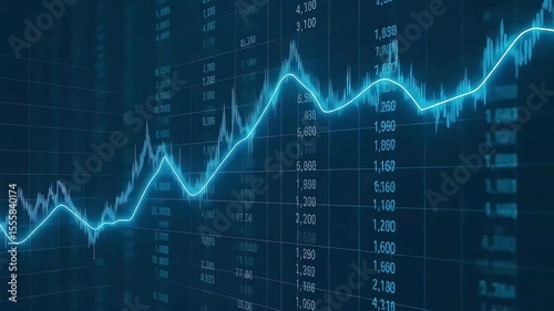 Dynamic Financial Data: Animated Stock Market Chart Rising and Falling