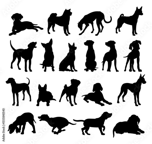 dog silhouette collection in various poses
