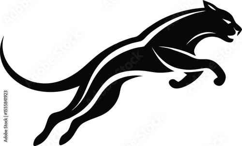 panther leaping forward minimalist logo icon