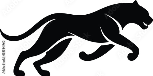 panther leaping forward minimalist logo icon