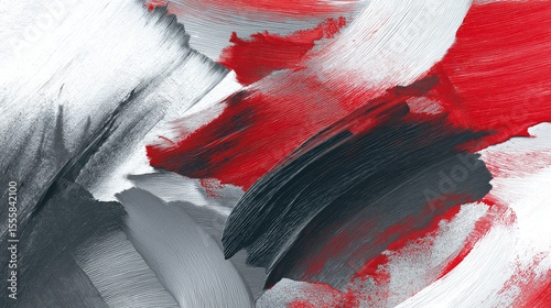 Abstract oil painting texture wallpaper, with white, red and black brushstrokes, striking art