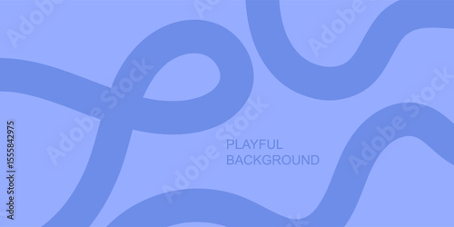 Abstract playful minimal background with wavy line. Poster with organic curvy curly stripe.